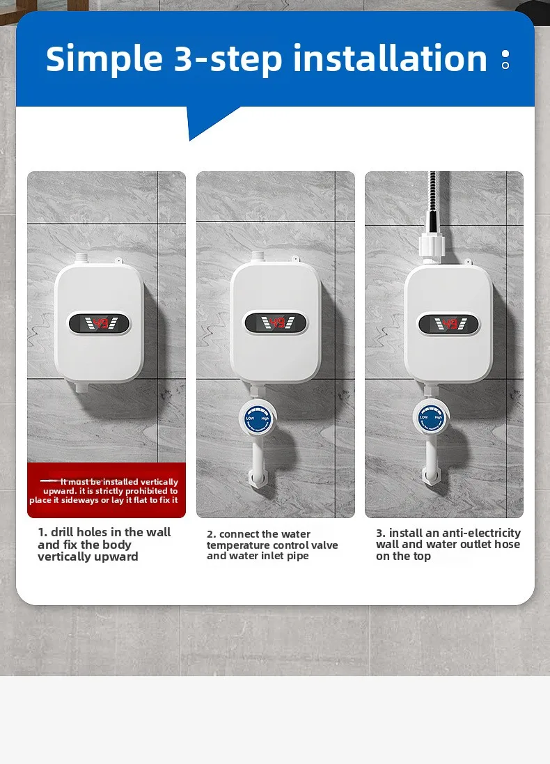 دش صغير كهربائي صغير LED لحظية وسريع لسخان الدش ل RV عبر الحدود من المصنع مباشرة