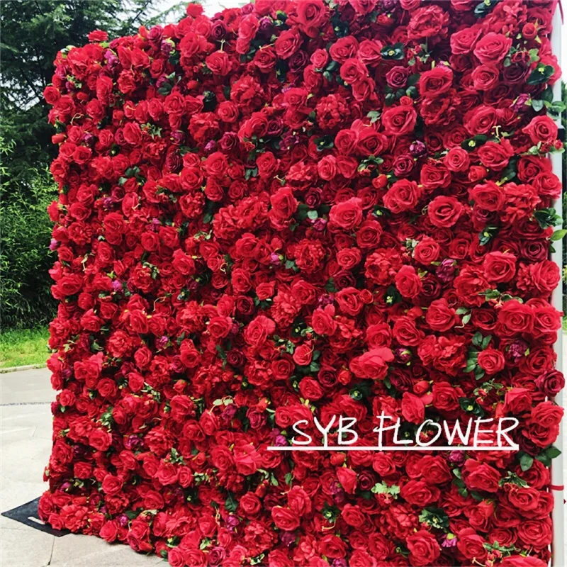 R228 Artificial Red Rose Hanging Flower Wall Fabric Silk 3d Wedding