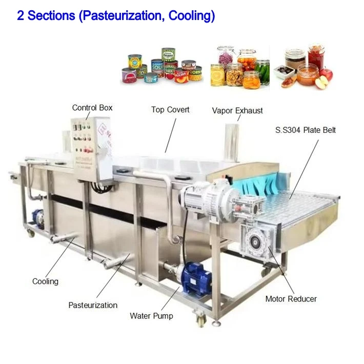 Customize 2 in 1 Bottled Canned Beer Wine Juice Tunnel Pasteurizer and Jars Pickles Sauce Pasteurization Sterilization Machine