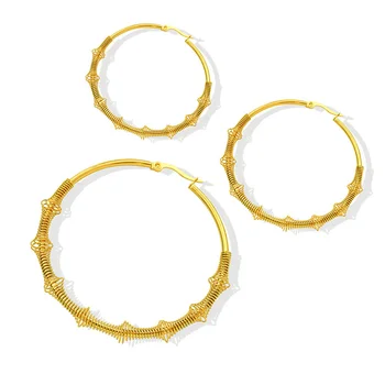 American Europe style elastic stainless steel spring wire hoop clasp gold earring designs women earrings hoops jewelry