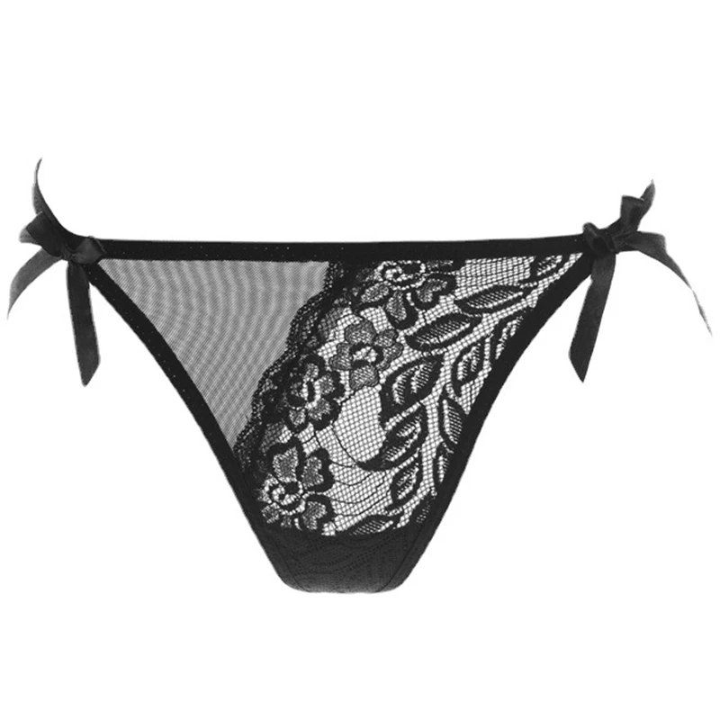 Women's Thin Lace Underwear Hollowed Out T Back Low Waist Cheeky Lady ...