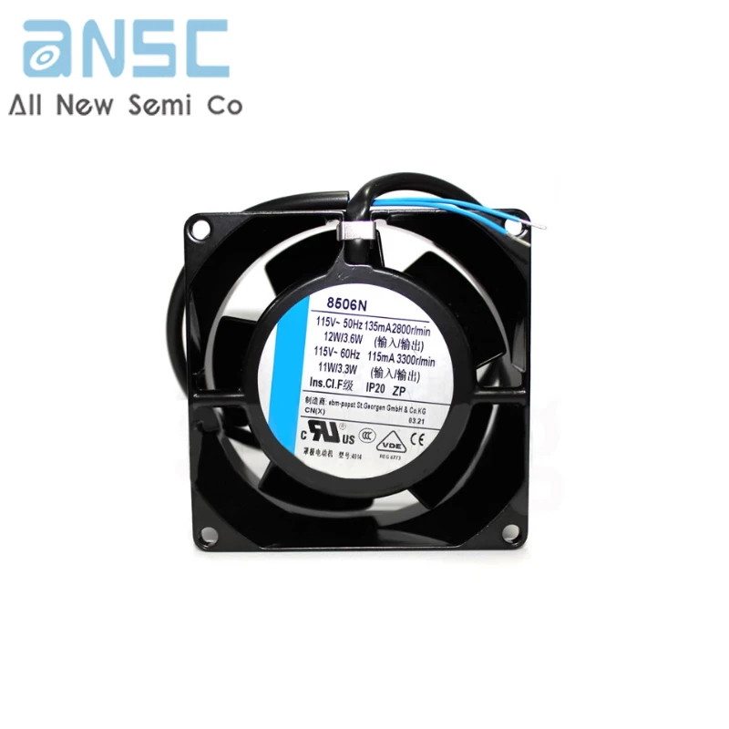 Original Axial flow fan 8506N 8038 115V 12W 0.135A 35.9CFM 2800RPM All metal high temperature resistant Computer fan