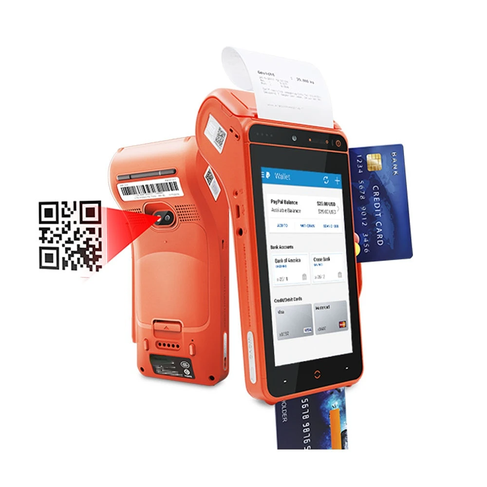 Портативный Мобильный pos-терминал Android pos сенсорный экран с GPRS WIFI сканер штрих-кода и QRcode принтер