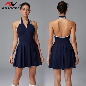 Fashion Bestseller Exquisite Sports Leisure Dry Quickly Seamless Breathable Slimming Simple Blue Tennis Dress Yoga Jumpsuit