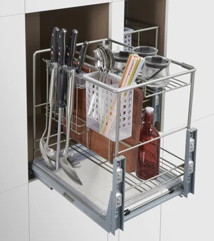kitchen cabinet accessories multi-functional wire drawer basket pull out basket with soft closing rail  BFF-9135