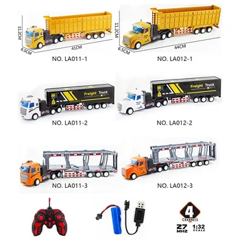 1:32 Detachable Tanker Truck Engineering Vehicles Container Semi Trailer Wireless Electric Toy Car Rc Dump Trucks With LED Light