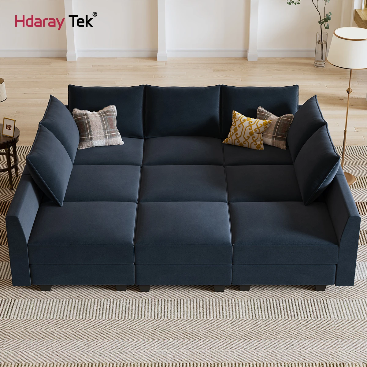 Convertible Sectional Sofa Modular Sofa 9 Seat Couches With Memory Foam