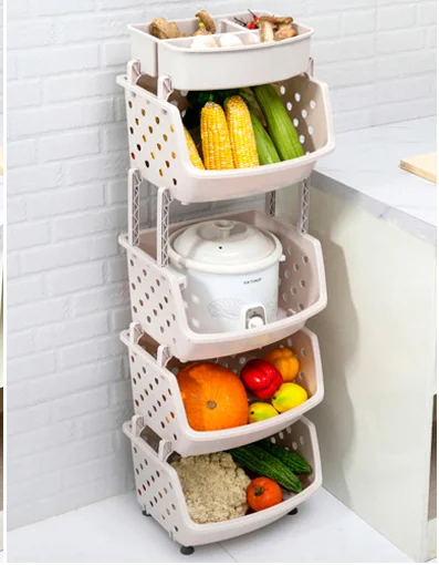 4-tier plastic stackable fruit storage box