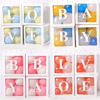 Scatole Baby Shower Decorazioni Ragazzi, Scatole per Palloncini Verdi Salvia con 27 Lettere (BABY+A-Z), 30 Palloncini,Scatole Baby Shower Boy Girl, Decorazioni Festa Jungle Safari Compleanno