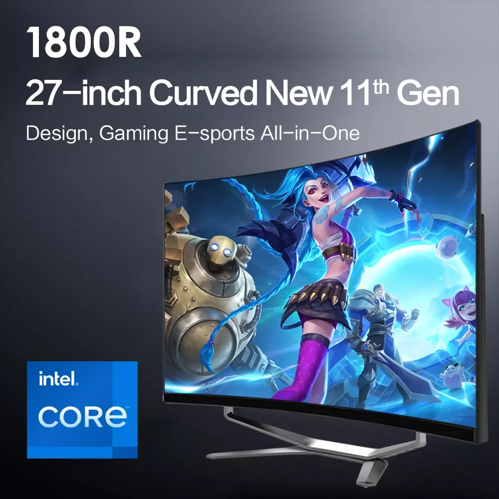 2022 Hot Sell 27 24 Inch Curved 2k 165hz Amd Cpu Aio Pc Gaming