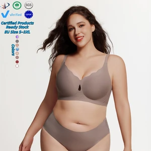 Wire Free Large Size Breathable Spandex/Nylon Large Cup Underwear Women Seamless Jelly Glue Bra BH
