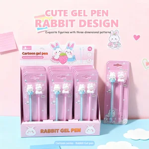 Hot Sale Kawaii Adorable Bunny Capped Cartoon Pen 2pcs Blister Card Set - Cute School Supplies for Kids Back to School Gift