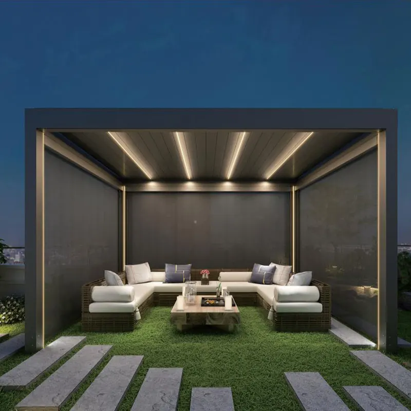 Modern Outdoor Bioclimatic Garden Gazebo with Aluminium Louvers