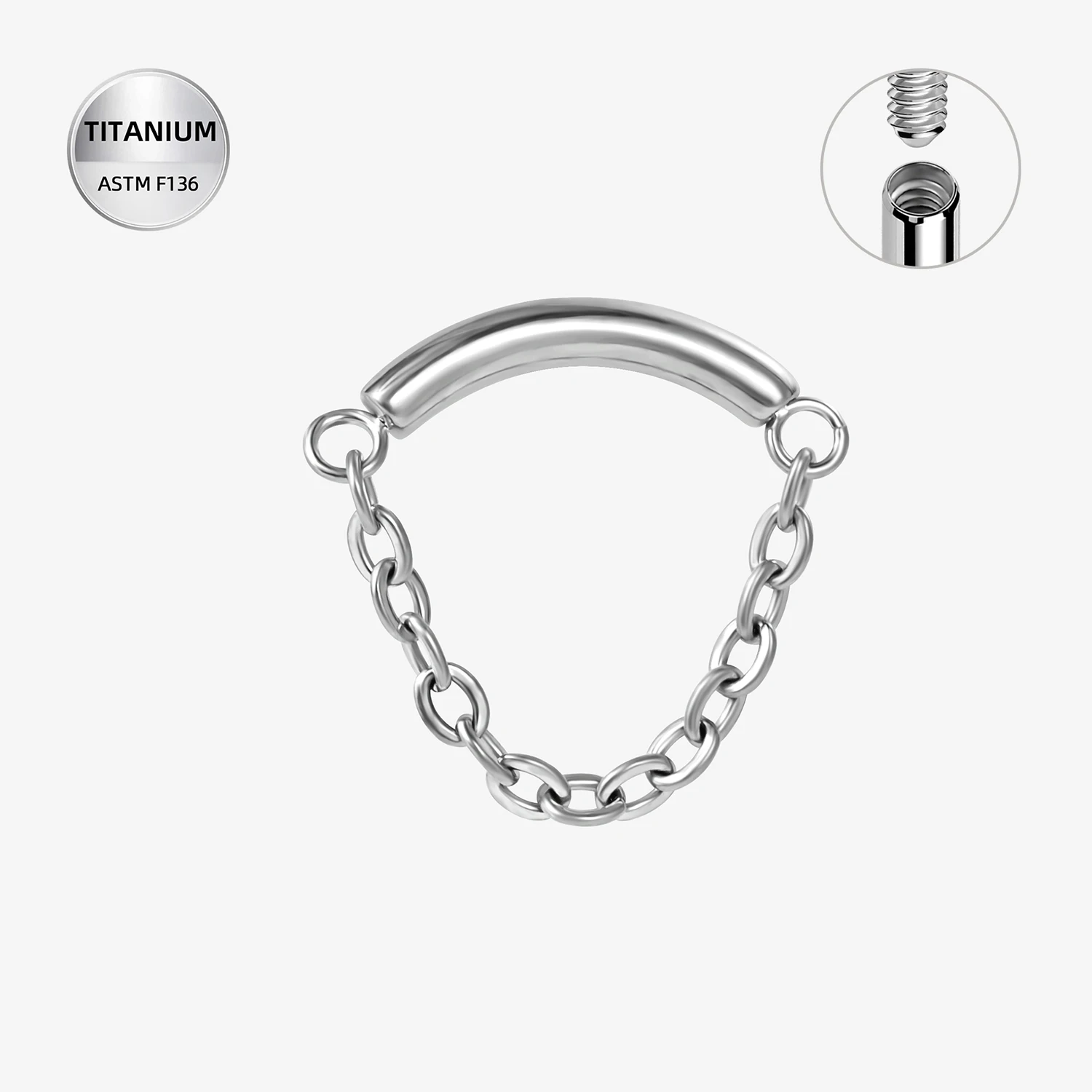 Implant G23 Titanium Chain Threaded Ends Ear Piercing Helix Daith Cartilage Wholesale Body Jewelry