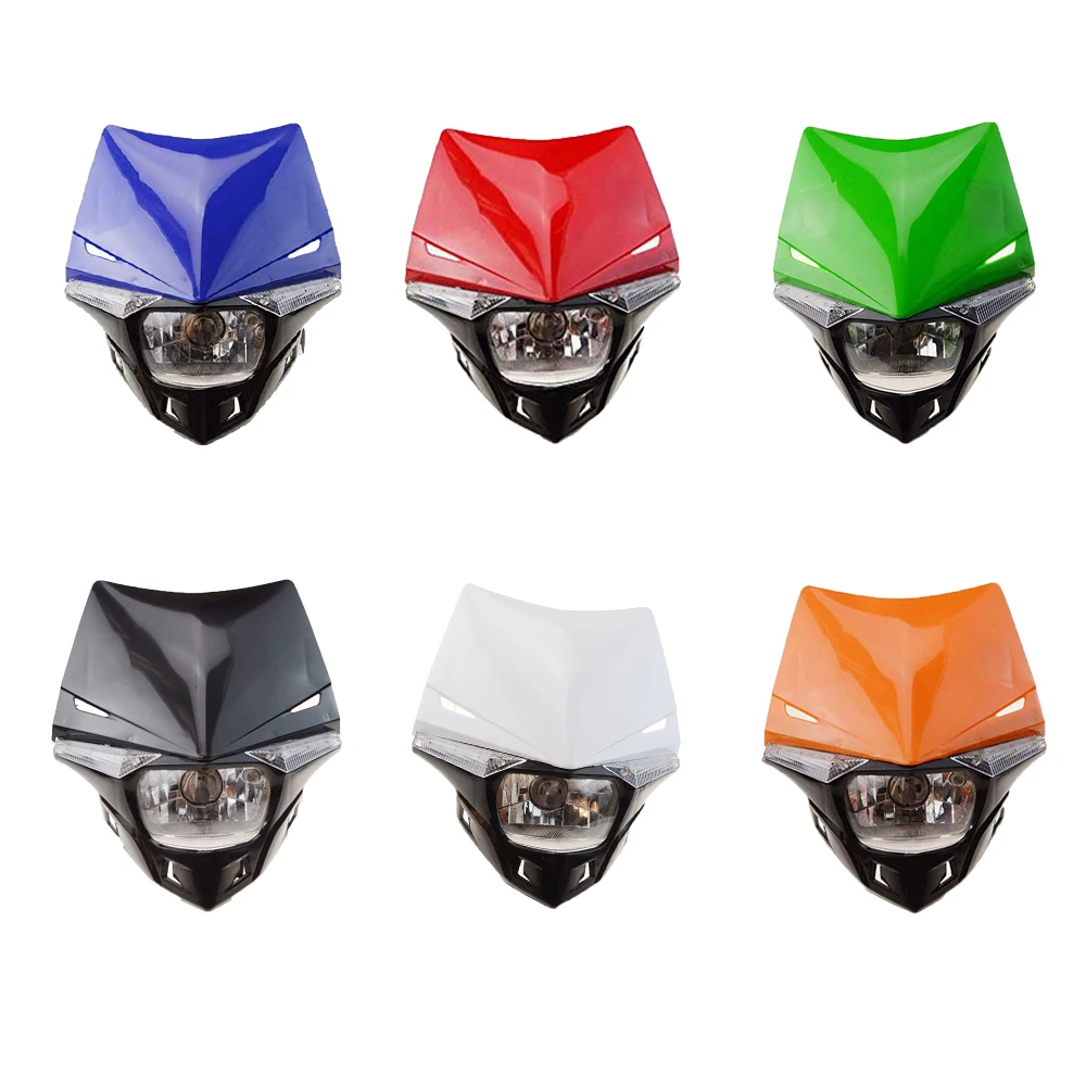 GOOFIT ROT H4 12V 35W Scheinwerfer Mini Blinkerleuchten Lichtmaske mit Front Verkleidung für Motorrad Motocross Racer ATV Motorrad Dirtbike Pocketbike 