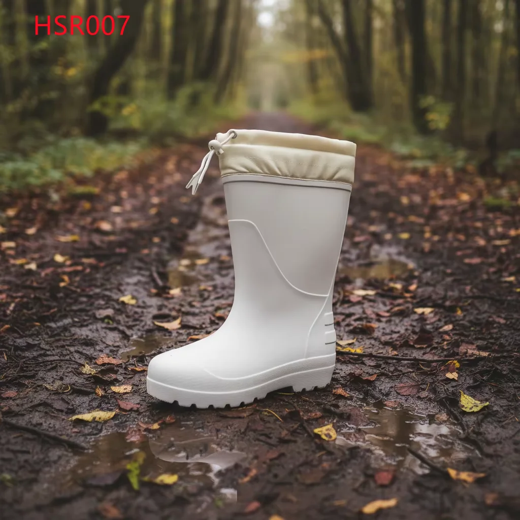 HY,Medical Sanitary Line Extended Height Style White Rain Boots Factory Customized Fast Rope One-shot Molding Water Boots HSR007