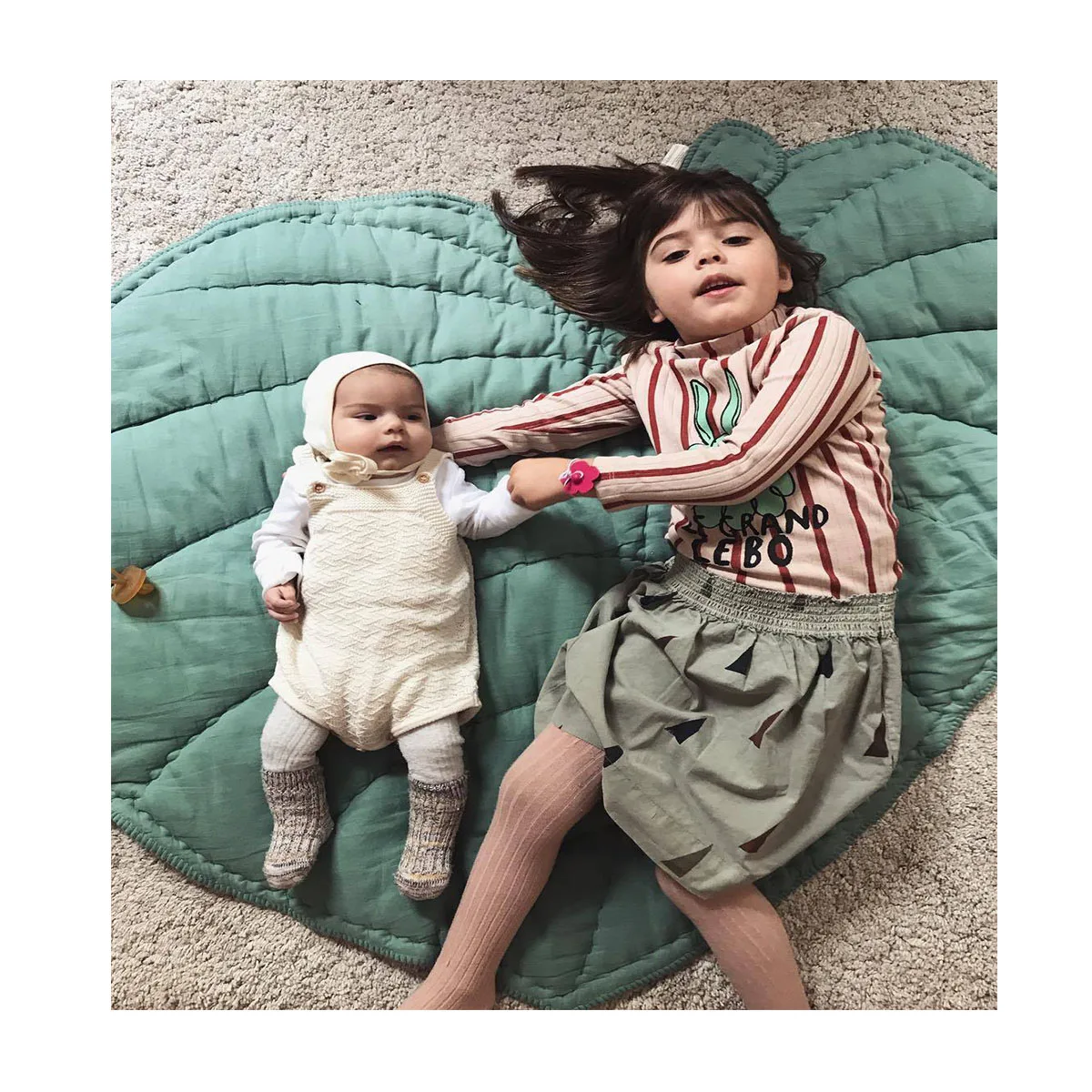 Детский хлопковый игровой коврик с листьями толстые коврики для ползания диаметром 110 младенцев детская