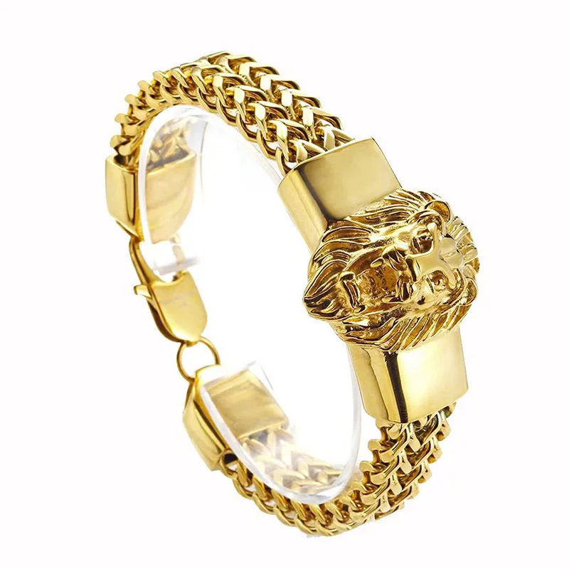 Mahna Jewellers Golden 18k Yellow Gold Mens Lion Bracelet 2800 Gms
