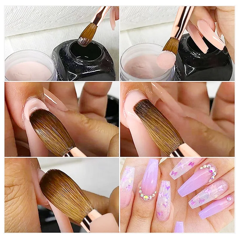 Fuumuui блестящих звездочек сыпучего песка металлическая ручка Чистый колонок 3D кисть для ногтей и с украшением в виде кристаллов резьба акриловый Фрезер cо шлифовальными щетка