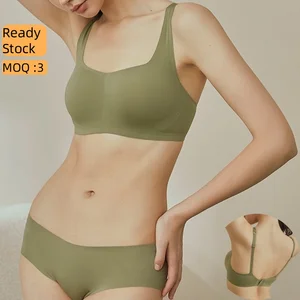 New Arrival Women's French Style Summer Seamless Underwear Low-Rise Solid Comfortable Bra Thong Set BH