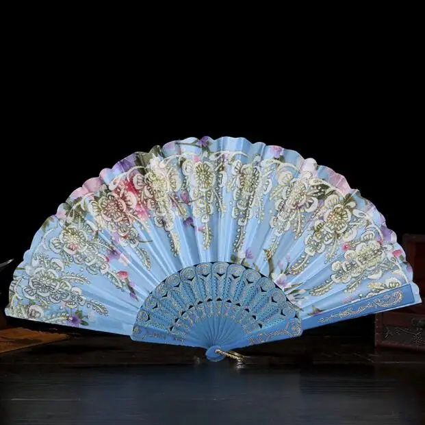 Gazechimp Pliage Espagnol Ventilateur de Main En Soie Brodé De Paillettes Décoration Mariage Danse Bal Rouge