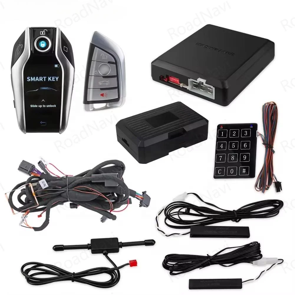 RoadNavi 2 Way LCD Display Passive Keyless Entry for BMW Car Remote Starter CanBus Push Button Start
