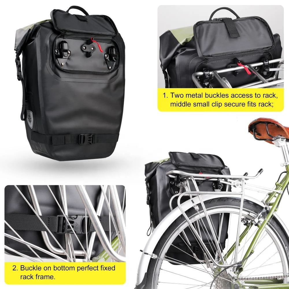 Rangement étanche Vélo Sacoche Vélo étanche Rhinowalk 27L - Porte-bagages - Bandoulière Amovible Bike Bag Review