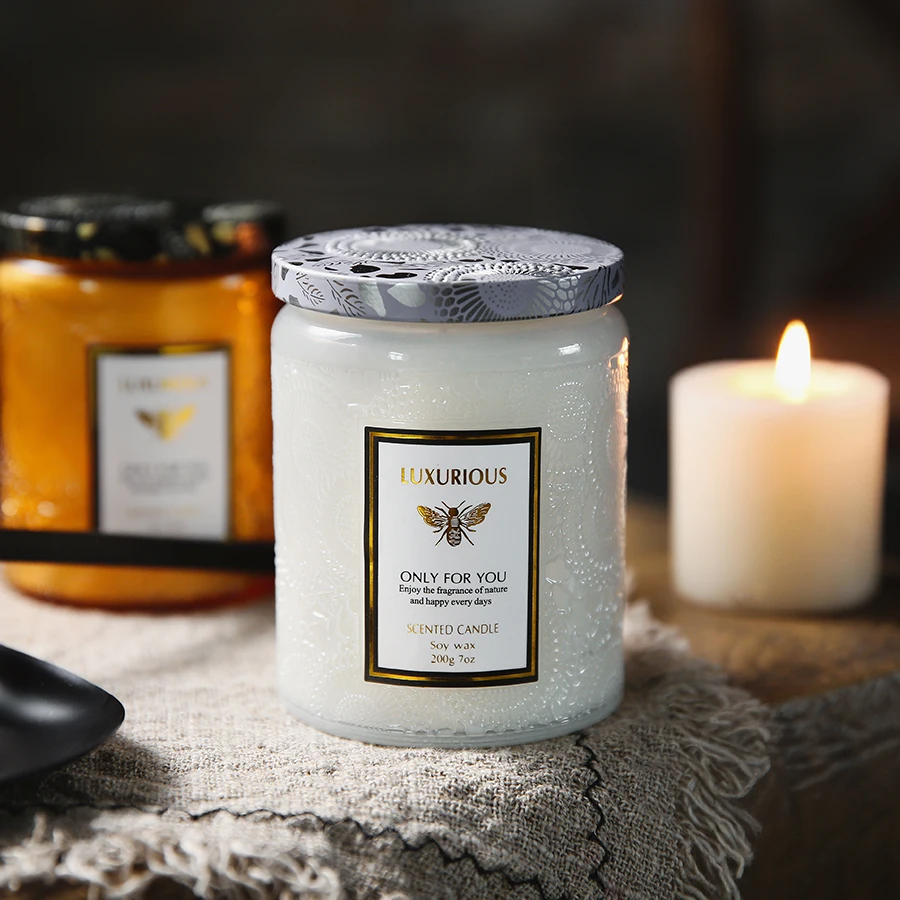 Multi Color Luxury Decorative Exquisite Scented Candle Glass Jar With ...