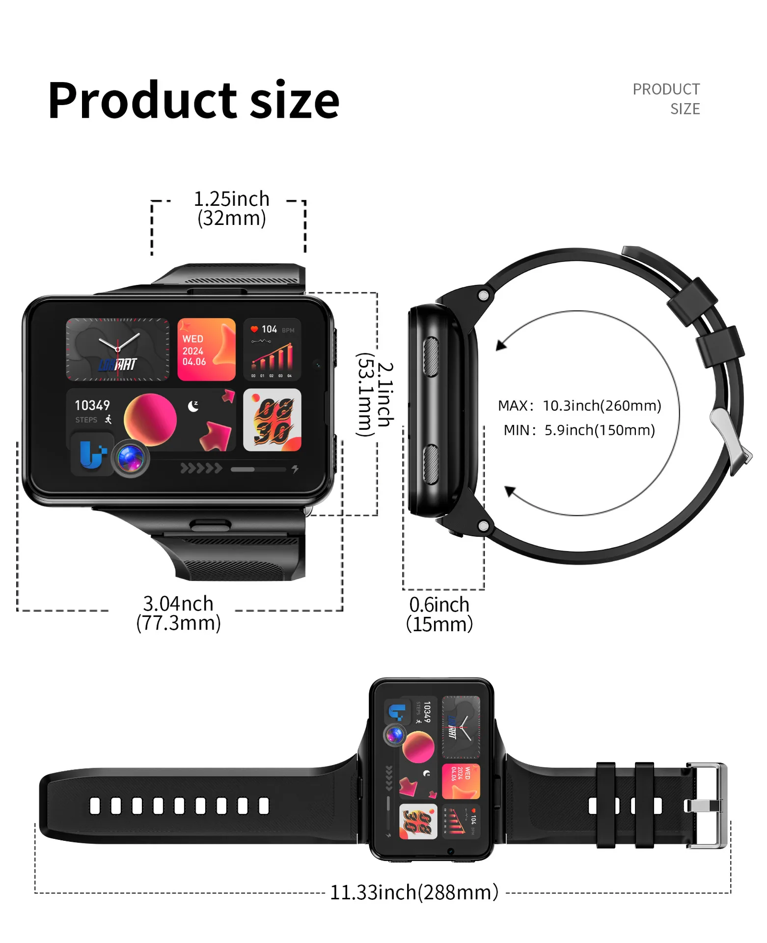 2025新款爆款安卓Max高配置128G智能手表2.88英寸大屏可采集表带双摄像头