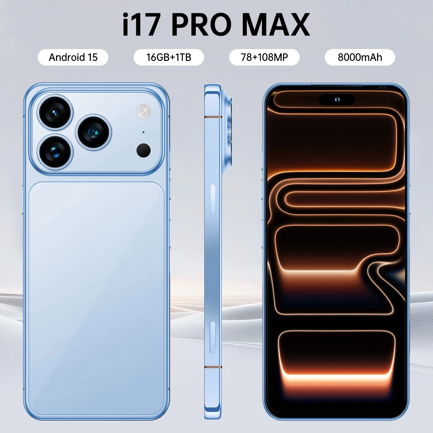 7.3 Inch 17 Pro Max Android Smartphone - Dual Sim 16GB+1TB
