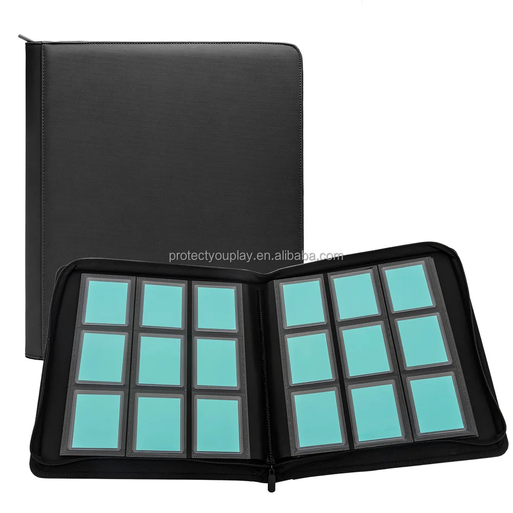 Toploader Binders 4 / 9 Pockets Custom Toploader Binder Custom Logo PU Leather Trading Card TCG Top Loader Card Binder