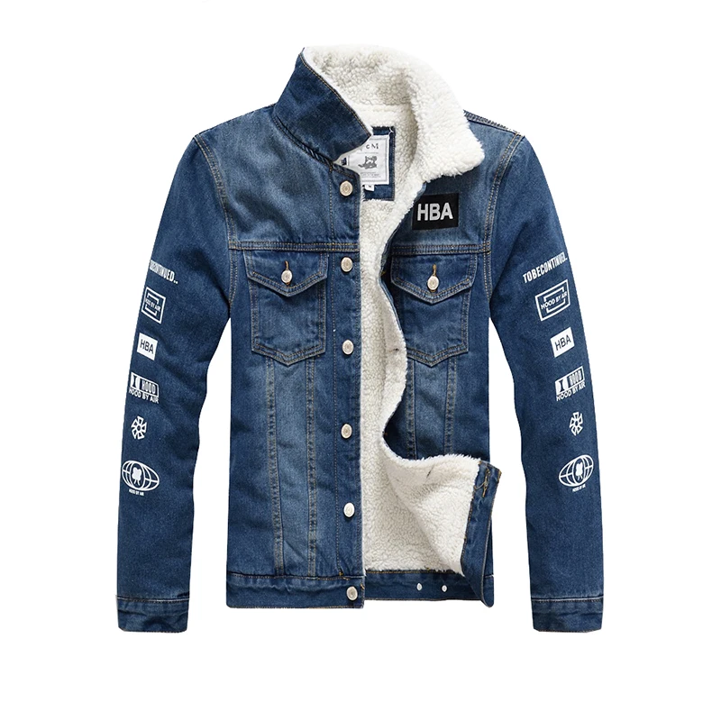 Winter Jeans Denim Motorcycle Jacket Fleece Jeans Jackets Men Fall Coat