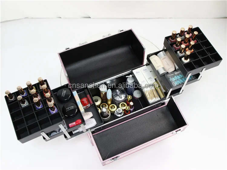 Pull rod cosmetic box aluminum alloy one-way wheel storage box with cosmetic and hairdressing toolbox