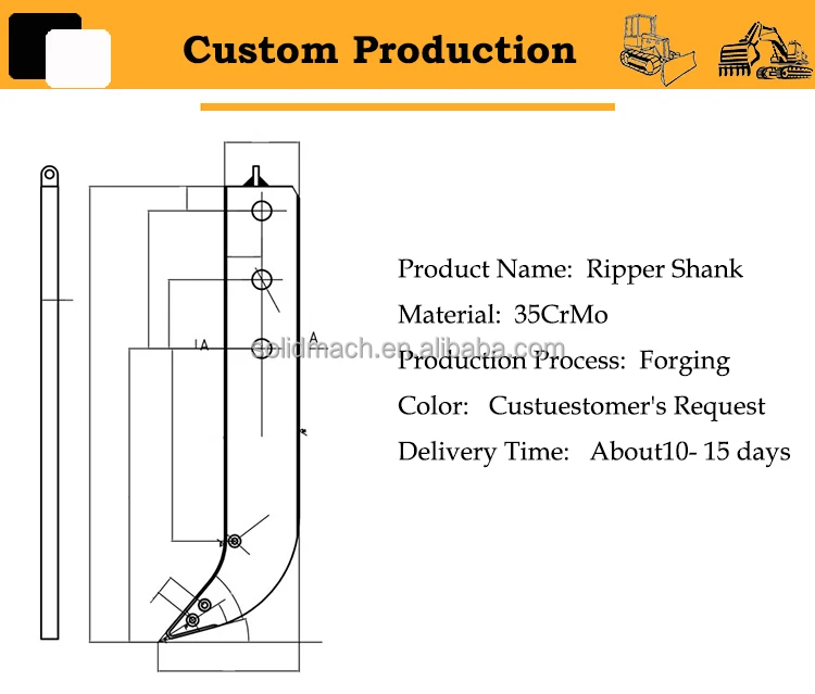 D8r One Piece Forging Bulldozer Parts Ripper Shank For Dozer Ripper ...