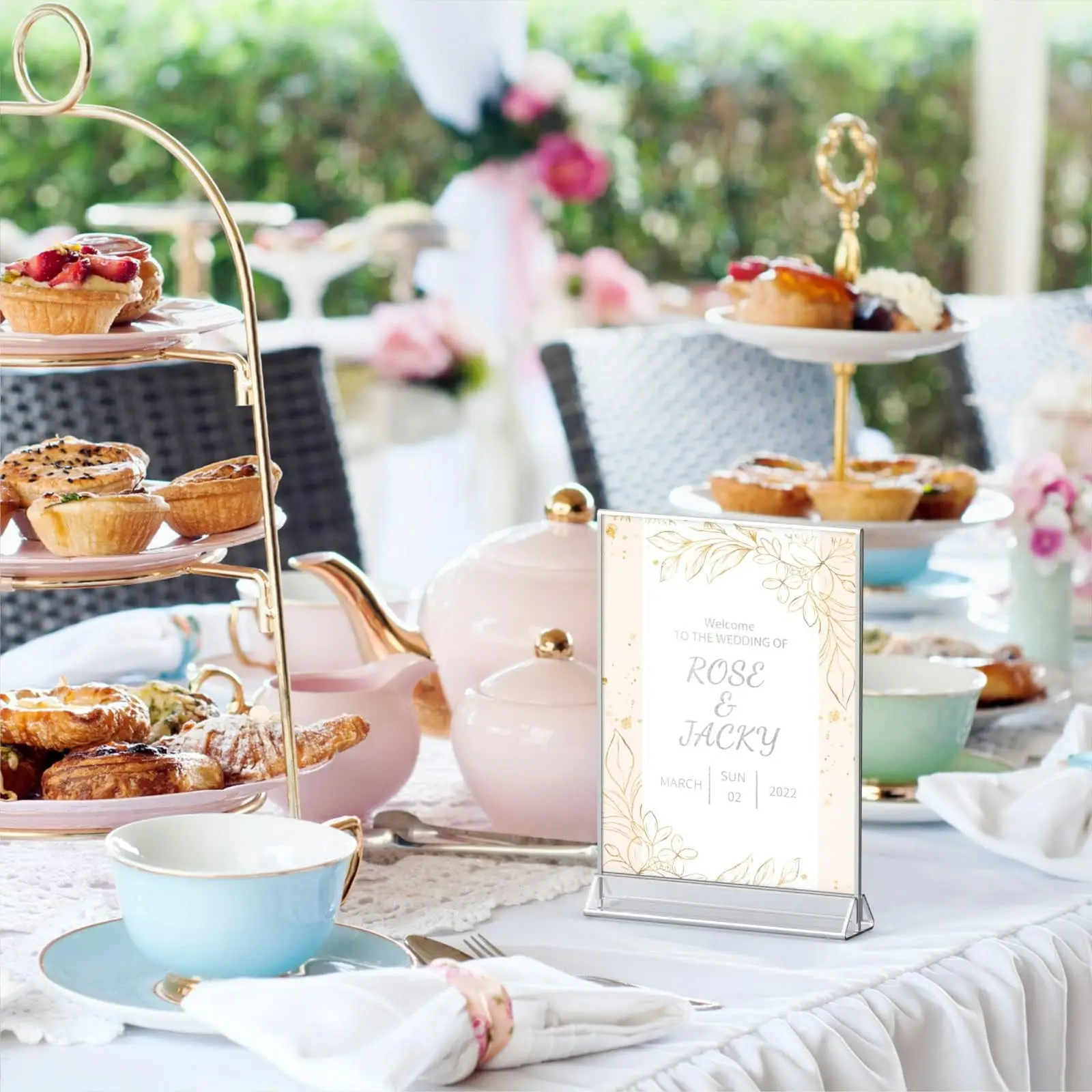 4x6 Clear Acrylic Sign Holder with Sliver Borders and Vertical Stand, Double Sided Table Menu Holders Picture Frames supplier