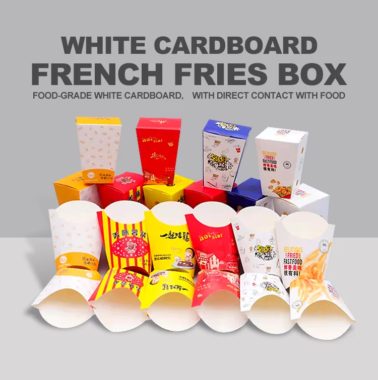 Source Custom Logo Miniature Fry Chips Fast Food Take Away Disposable Fold  Vented Takeaway Korea French Fries Food Paper Packaging Box on m.