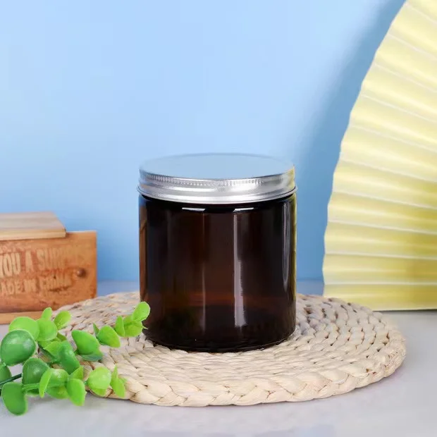 16oz Amber Clear Big Size Luxury Empty Straight Sided Glass Candle Jar ...