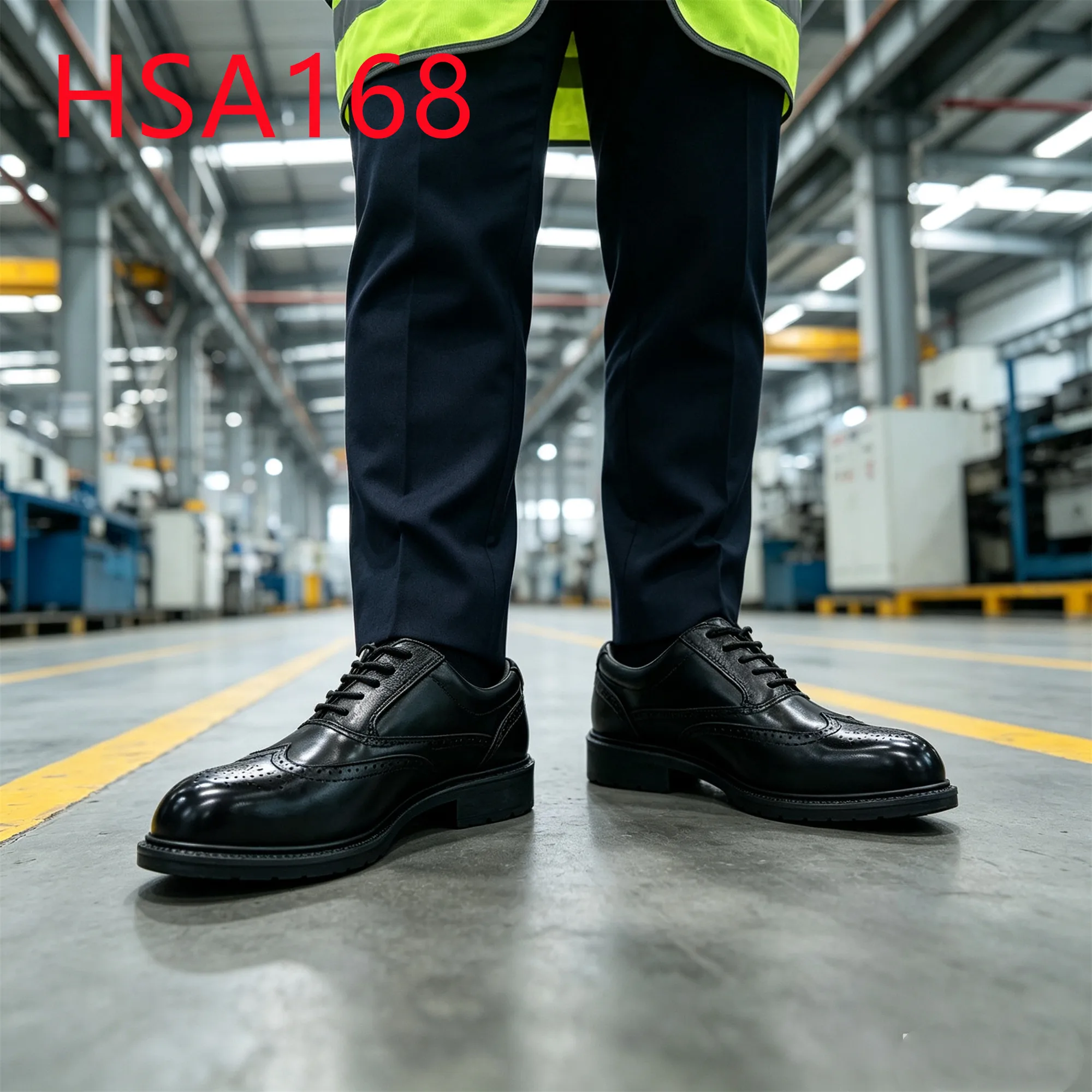 HY,Factory Inspection Full Grain Leather Wing Tip Manager Safety Shoes Moccasin Toe Design Hua Singh Men Leather Shoes HA168