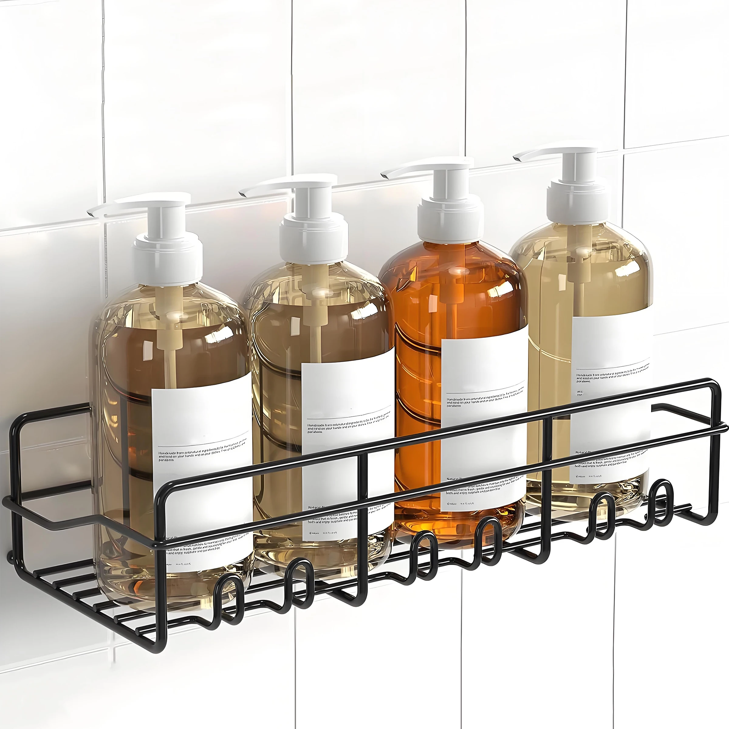 Rustproof Stainless Steel Bathroom Organizer Adhesive Shower Caddy Shelf for inside Shower Metal Washroom Organizer