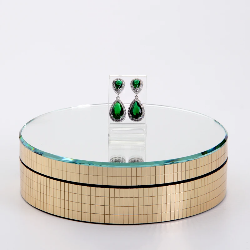 Modern Mini Turntable Display Stand Holder with Crystals Stone Modern Style Rotating Turntable