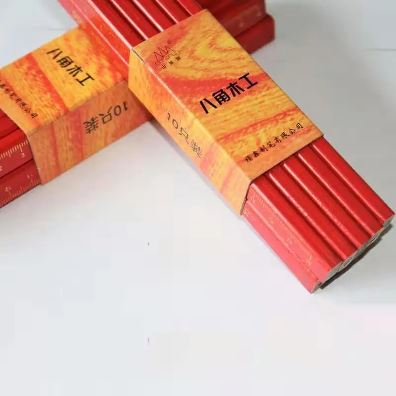 Carpenter Pencils (red) Flat Premium Quality Carpenter's Pencil Octagonal Hard Woodworking