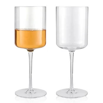 Edge Wine Glasses, Modern & Elegant Square Glass Set of 2, Large Red Wine or White Wine Glass - Unique Gift for Women, Men, Wedding, Anniversary 