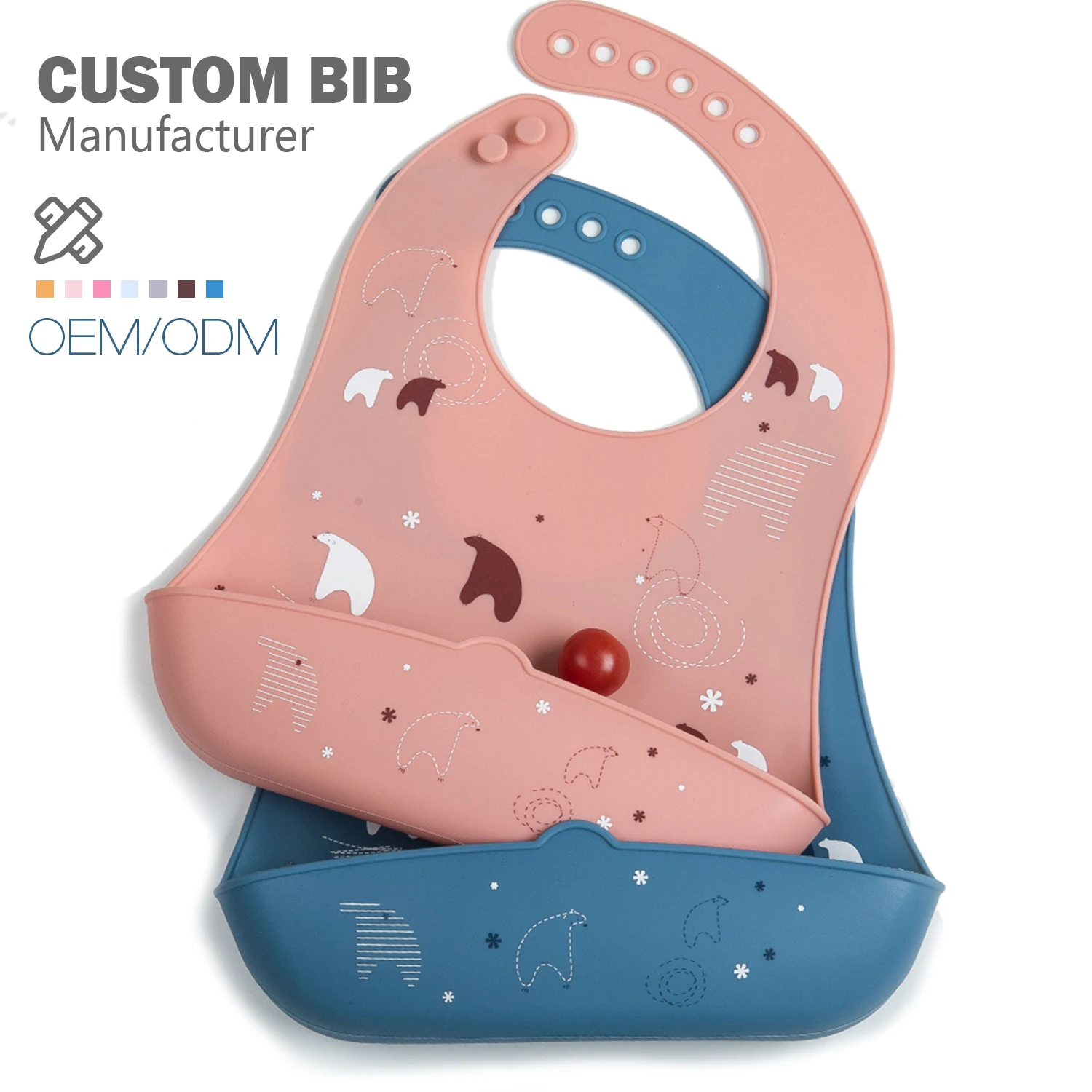 Silicone Bib for Baby&Adult Adjustable Fit Waterproof Bibs Silicone Bib