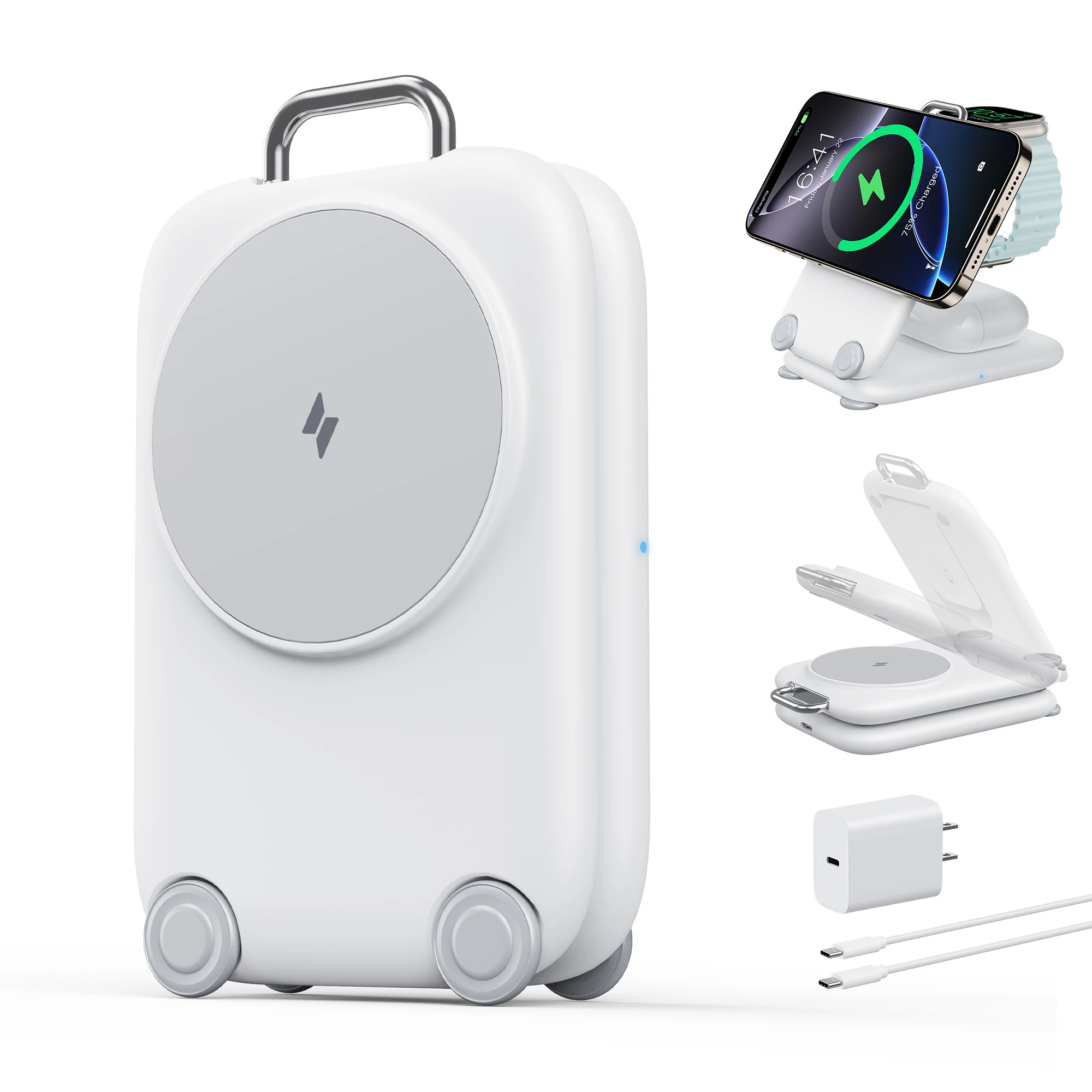 New Innovative Product Magnetic Wireless Charging 3 in 1 Folding Stand Desktop 15W Suitable for Apple 17Pro Wireless Charger