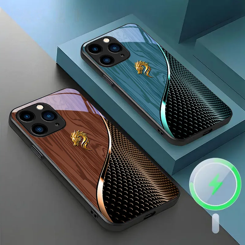 IPhone16 Mobile Phone Case Animal Design Magnetic Wood Grain