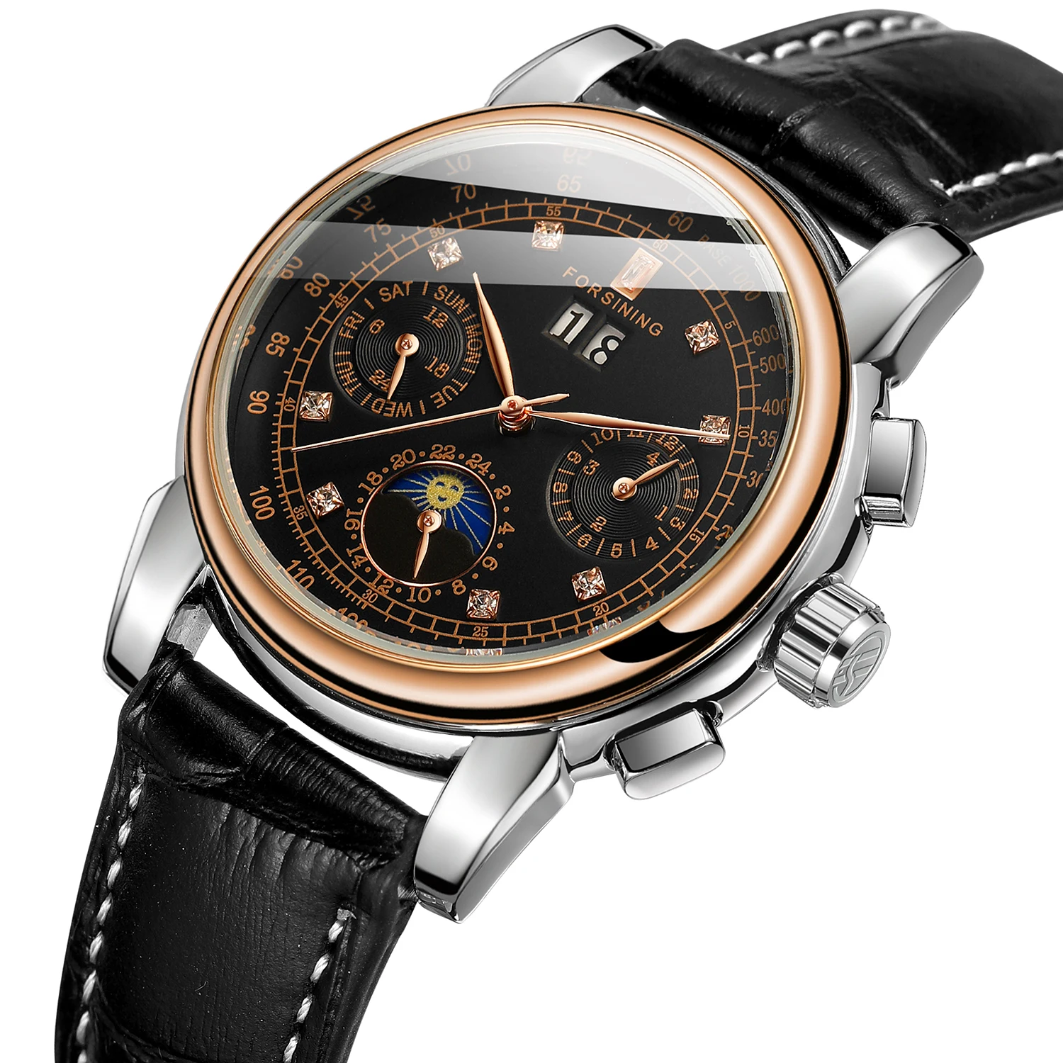 For New Arrival Women Sport Fashion Luxury Automatic Mechanical Skeleton Genuine Leather Strap Watch