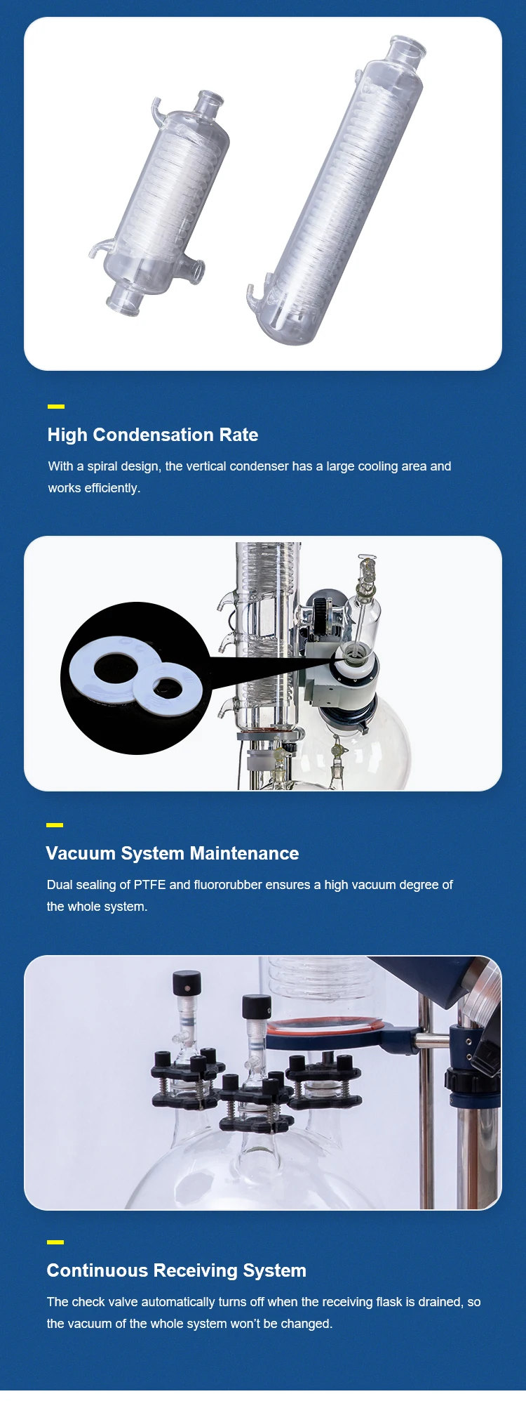 5-300 RPM Rotation Speed Vapor Tube Rotary Evaporator