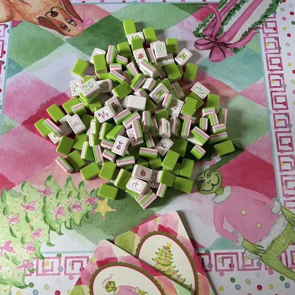 Factory Direct Luxury Modern American Green Christmas Theme Acrylic Mahjong Brand160 Pieces Model Universal Use