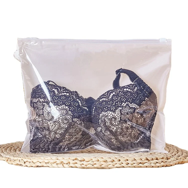clear zipper bag for bra underwear pe transparent frosted women's swimsuit bag Plastic clothing bag wholesale