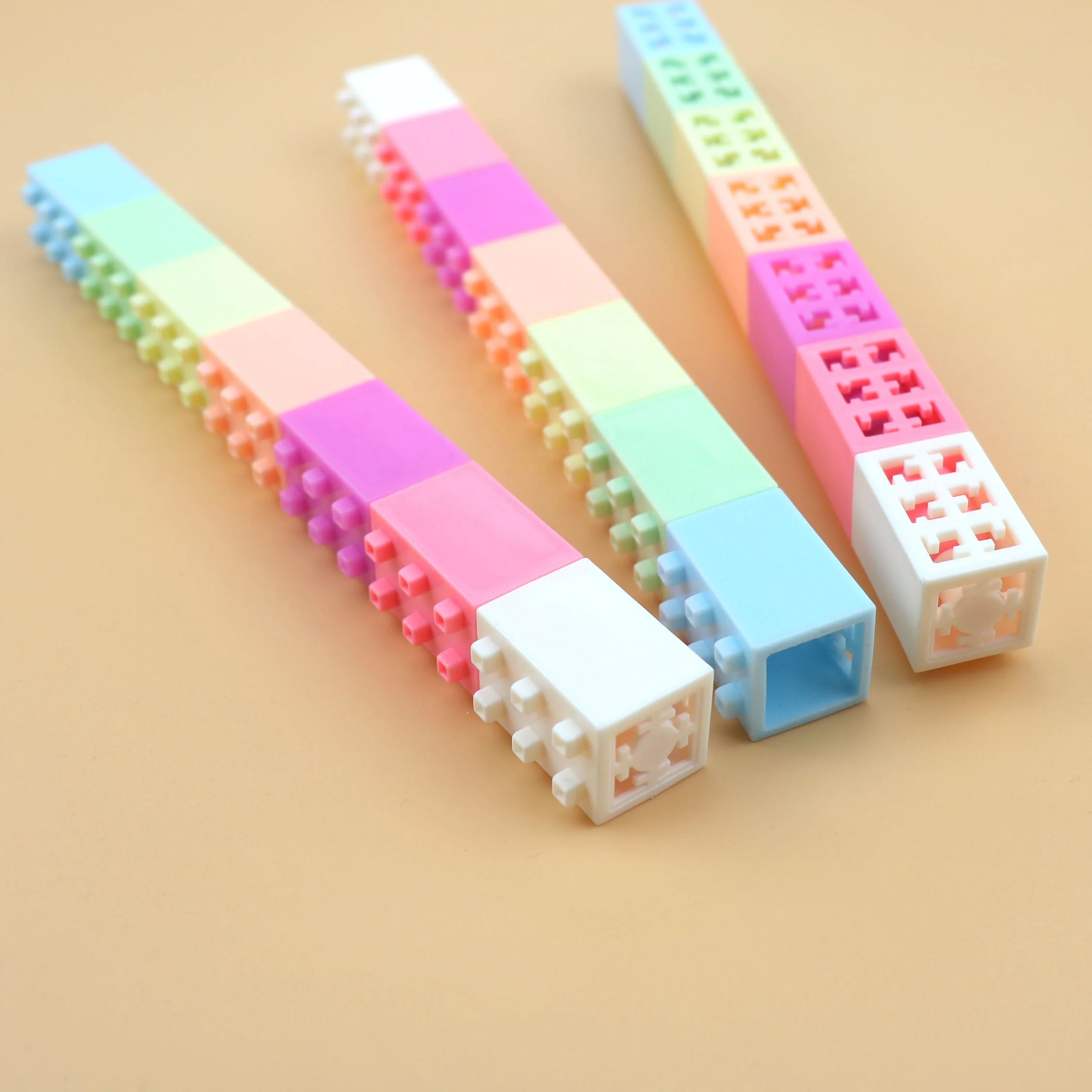 Cute Stacking Highlighter Mini Block Stackable Colorful Building Blocks Highlighter 6 Color Marker Pen
